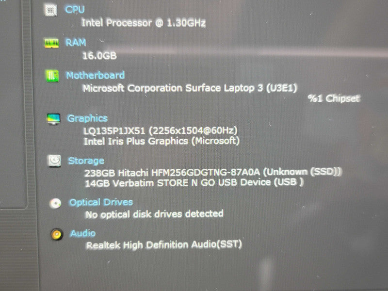 Microsoft Surface Laptop 3 1868 i7-1065G7 16GB RAM 256GB SSD  Qβ Lap200