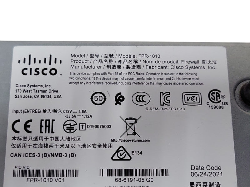 Cisco Firepower 1000 Series FPR-1010 Network Security/Firewall, READ _