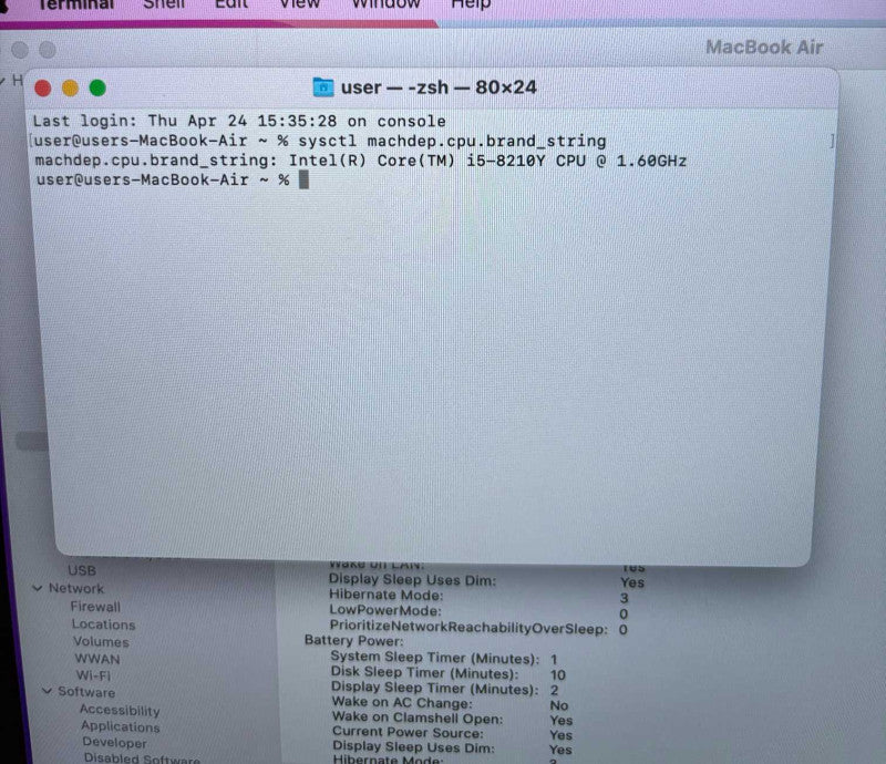 Apple MacBook Air Retina 13" 2018 i5-8210Y 8GB 128SSD No Power Adapter