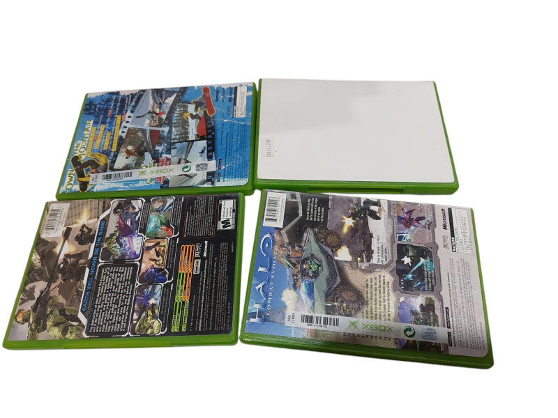 Bundle of 4 OEM Original Xbox Games , Halo 1 & 2 , Amped, Live Disc  =