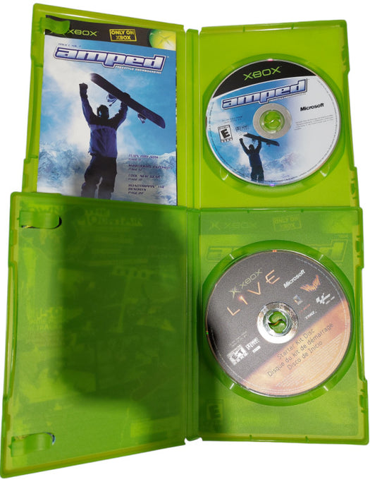 Bundle of 4 OEM Original Xbox Games , Halo 1 & 2 , Amped, Live Disc  =
