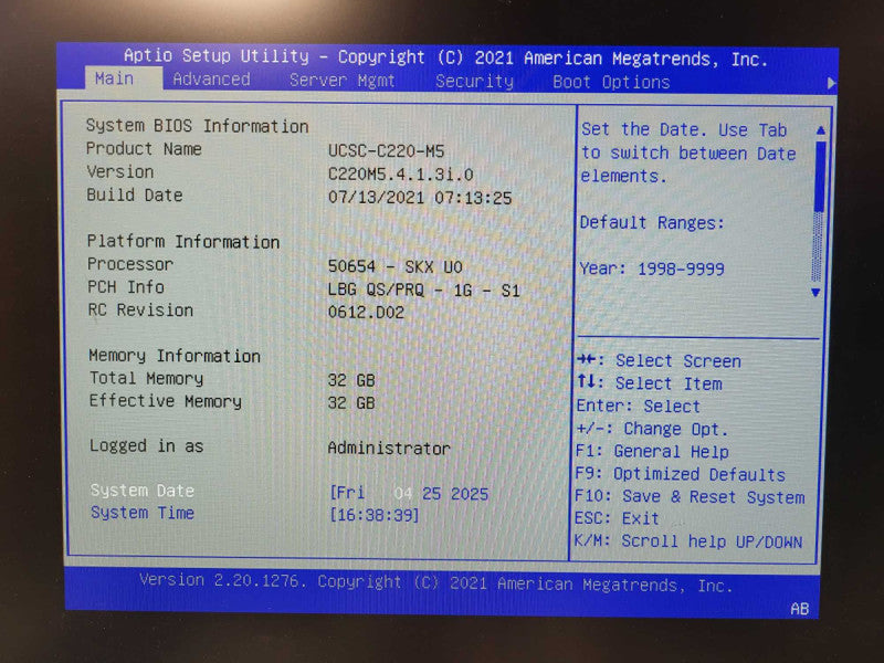 Cisco UCS C220 M5 1U 2.5" Server Silver 4110 @ 2.1GHz 32GB DDR4 MegaRAID $