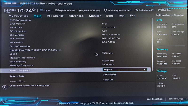 Asus X99-A ATX Motherboard w/ Core i7-5820K @3.30GHz, 16GB 2400MHz DDR4