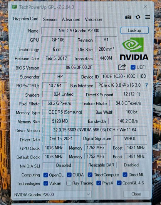 NVIDIA Quadro P2000 5GB GDDR5 Graphics Card | 4x DisplayPort