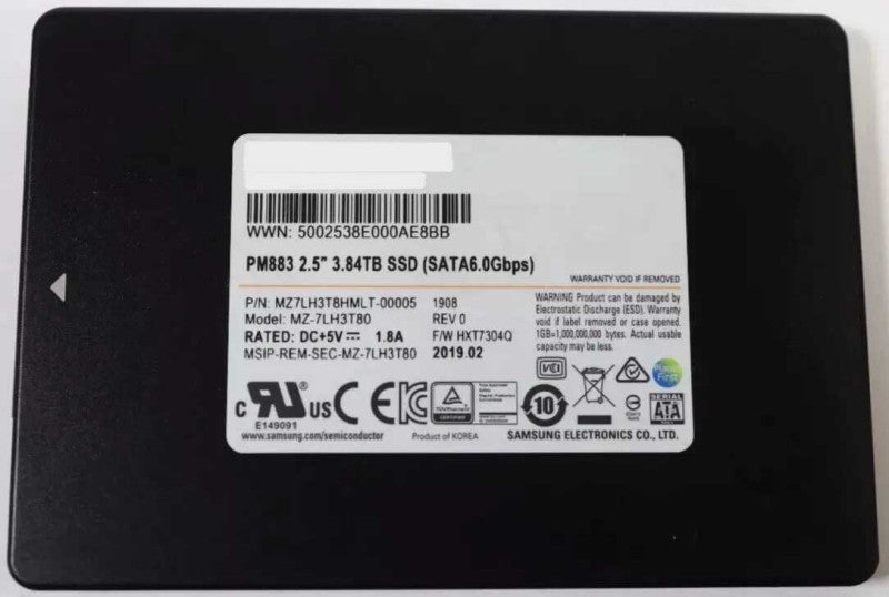 3.84TB SATA 2.5" 6Gb/s Samsung PM883 Series SSD - MZ-7LH3T80 Q+