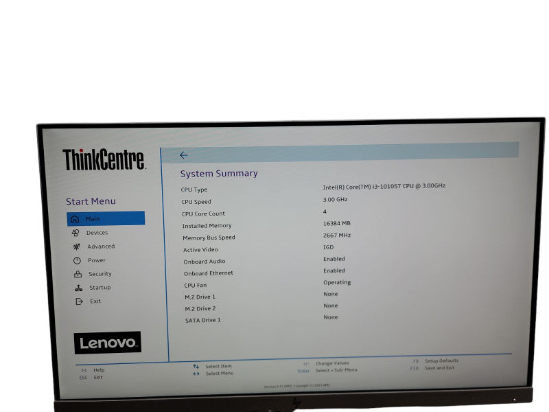 Lenovo ThinkCentre M70q Gen 2  i3 -10105T @ 3.00GHz 16GB DDR4  Ram Qθ