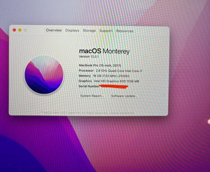 Apple MacBook Pro 15" 2017 i7 Bad Screen For Parts/Repair READ!
