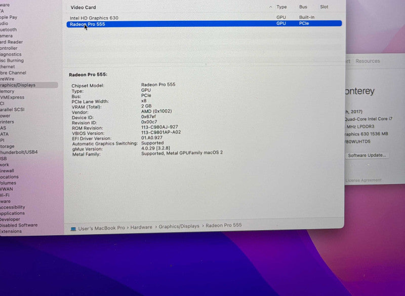 Apple MacBook Pro 15" 2017 i7 Bad Screen For Parts/Repair READ!
