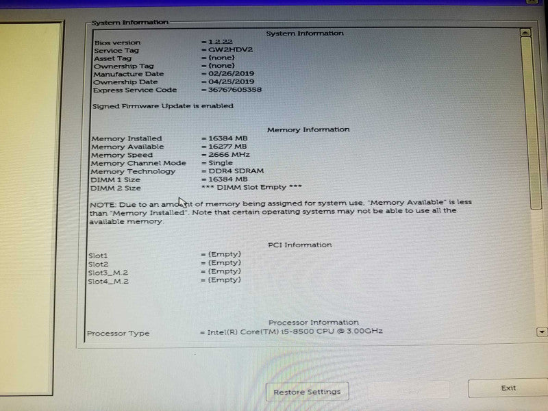 Dell OptiPlex 3060 SSF Desktop, i5 - 8500@ 3.0GHz 16GB DDR4 NO-HDD/SSD