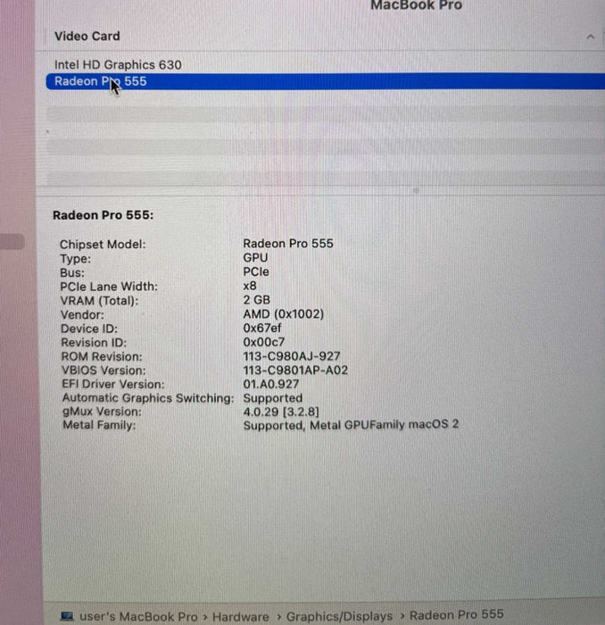 Apple MacBook Pro 15" 2017 i7-7700 16GB RAM For Parts/Repair READ!