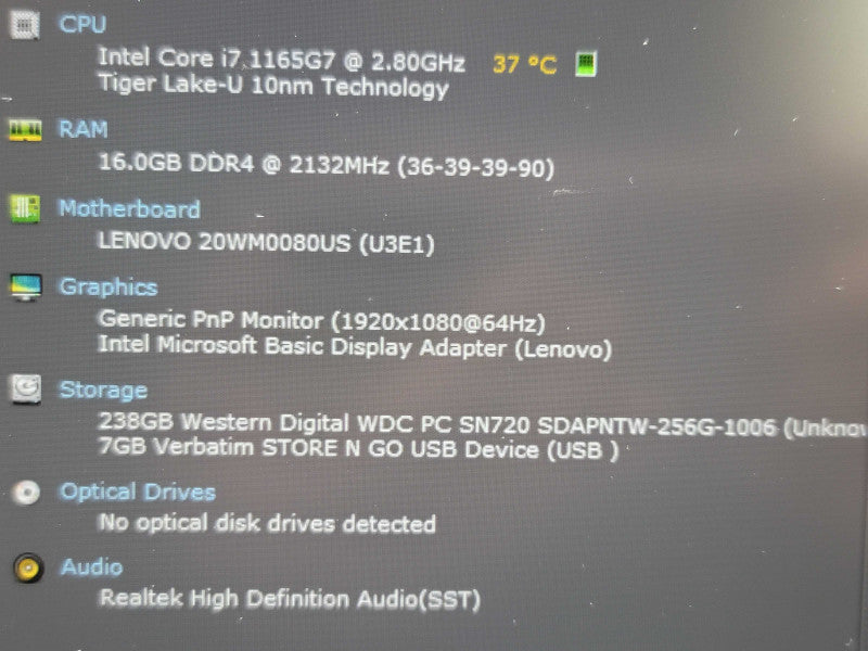 Lenovo ThinkPad T14S i7-1165G7 16GB RAM 256GB SSD  β Lap200