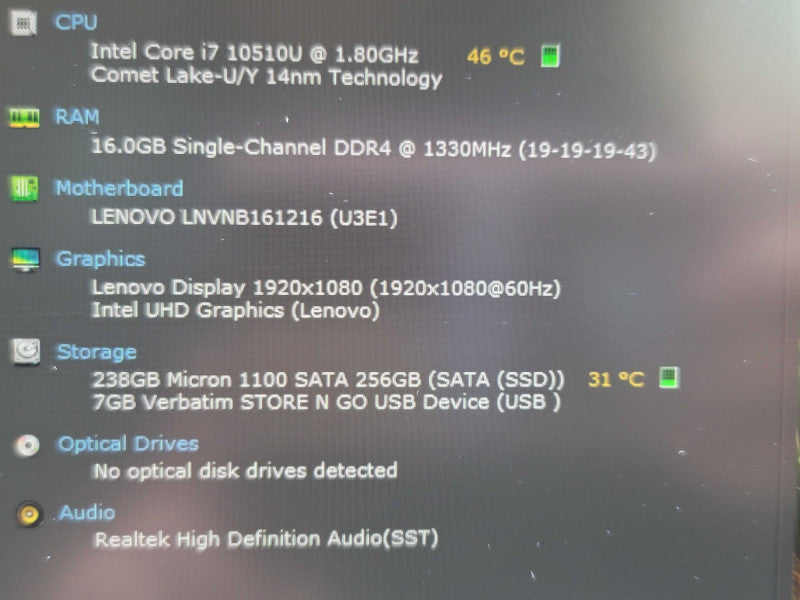 Lenovo ThinkBook 13s-IML i7-10510U 16GB DDR4 256GB SSD  β Lap200