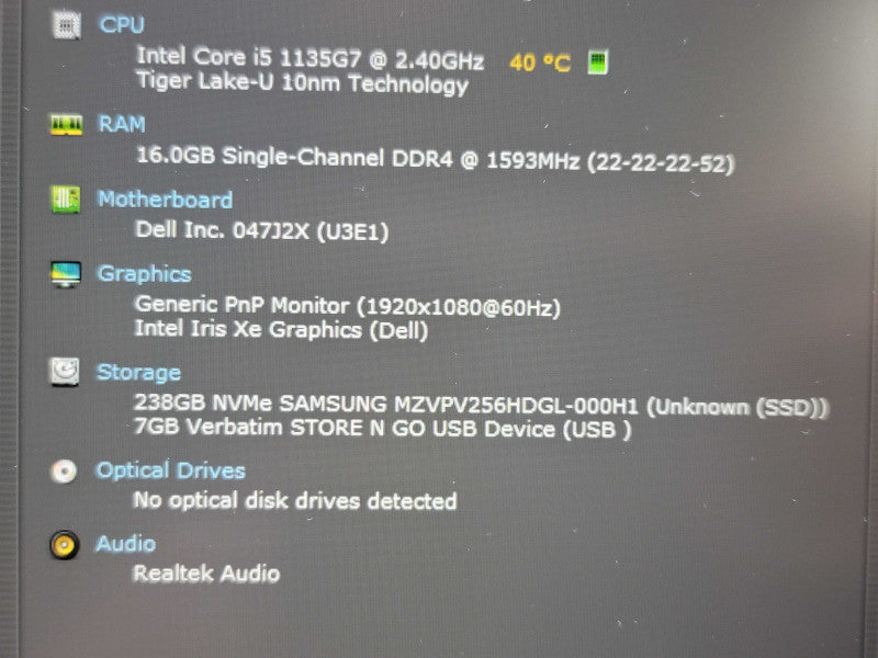 Dell Latitude 5420 i5-1145G7 16GB RAM 256GB SSD *No Ac adapter  β Lap200