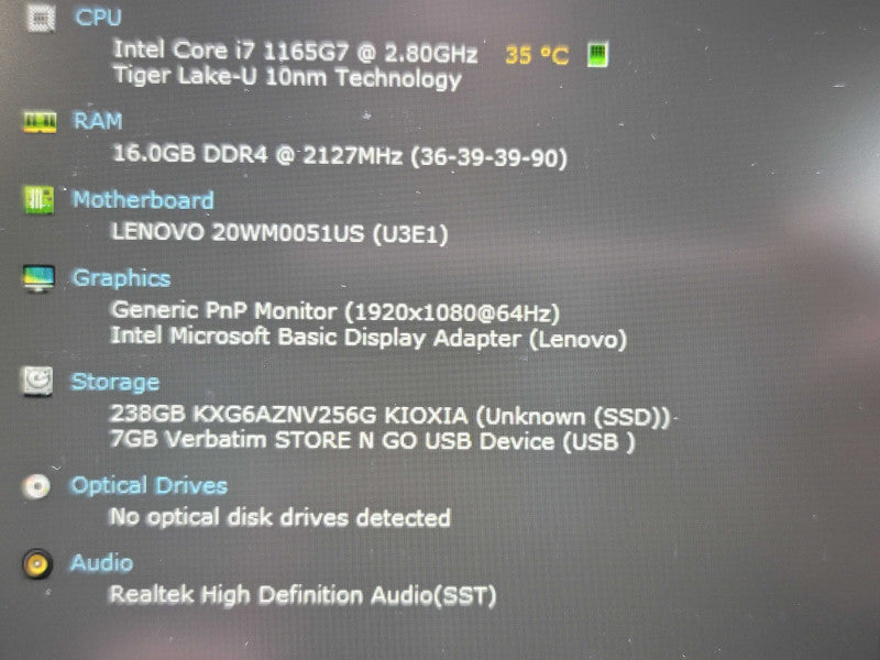 Lenovo ThinkPad T14s Gen 2 i7-1165G7 16GB DDR4 256GB SSD  β Lap200