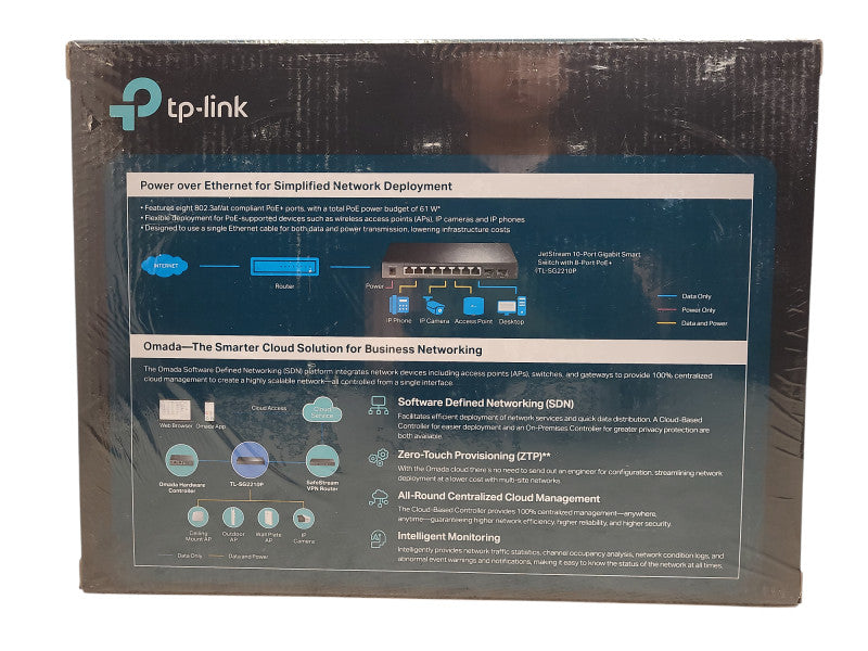 TP-Link JetStream 10 Port Gigabit POE+ Smart Switch - TL-SG2210P - NEW SEAL Q$