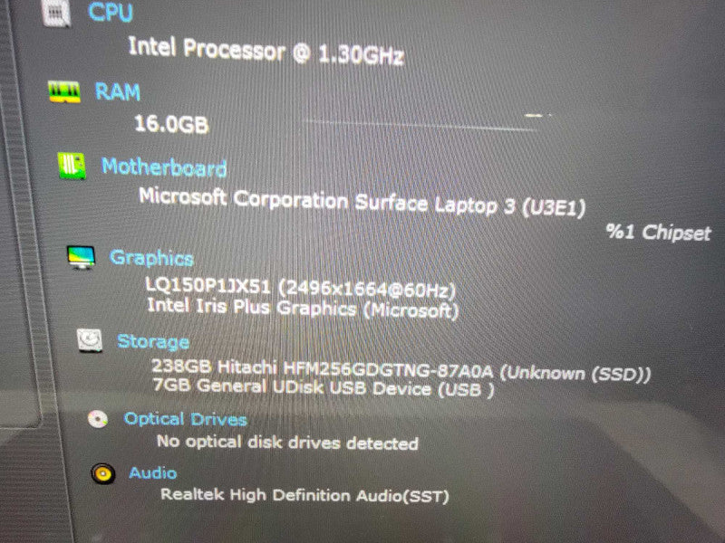 MS Surface Laptop 3 1872 15" | Core i7-1065G7 | 16GB RAM 256GB SSD - READ  Lap200