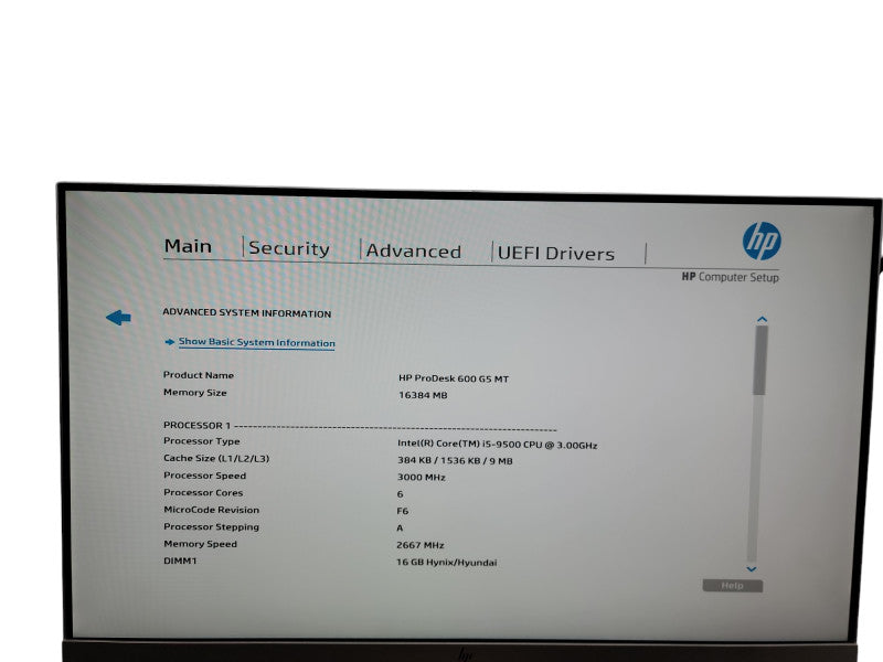 HP ProDesk 600 G5 MT i5 - 9500 @ 3.00GHz 16GB DDR4 Ram Qθ