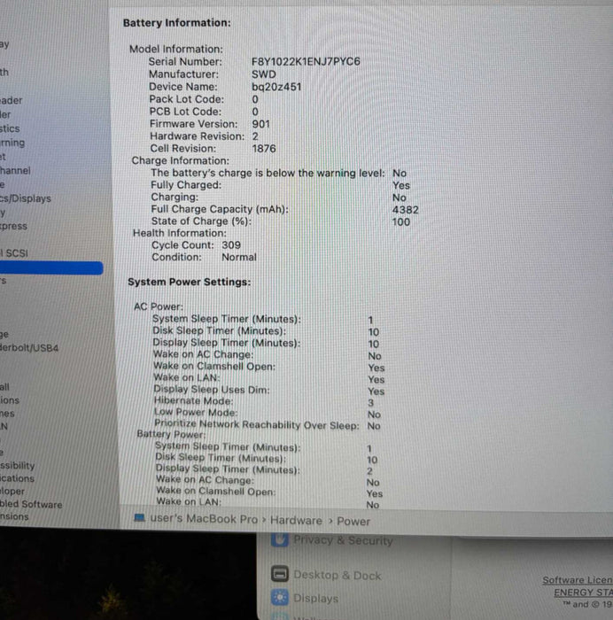 Apple MacBook Pro 13" 2020 i7-1068NG7 16GB RAM 512SSD No Power Adapter READ