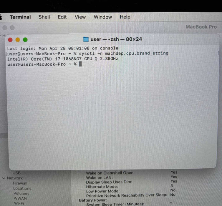 Apple MacBook Pro 13" 2020 i7-1068NG7 16GB RAM 512SSD No Power Adapter READ