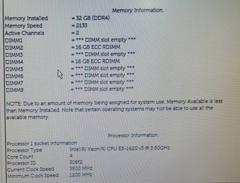 Dell Precision T5810 | Xeon E5-1620 v3 | 32GB DDR4 | Quadro K2200 | NO HDD