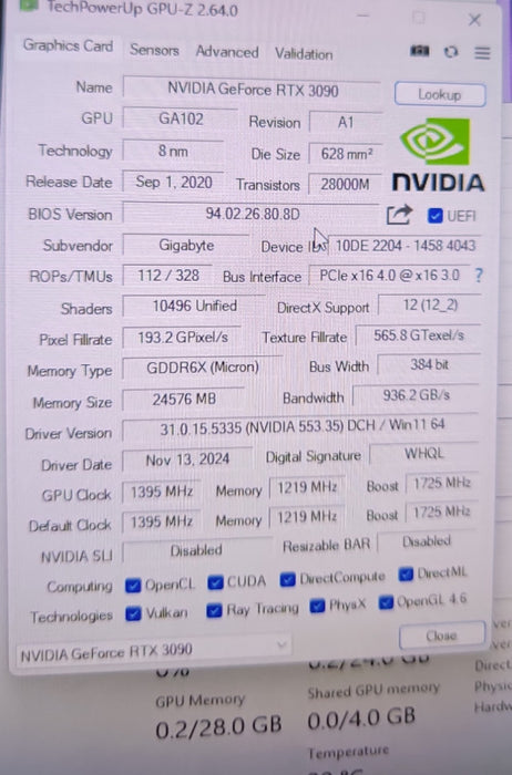 GIGABYTE AORUS RTX 3090 24GB PCIE (READ) %