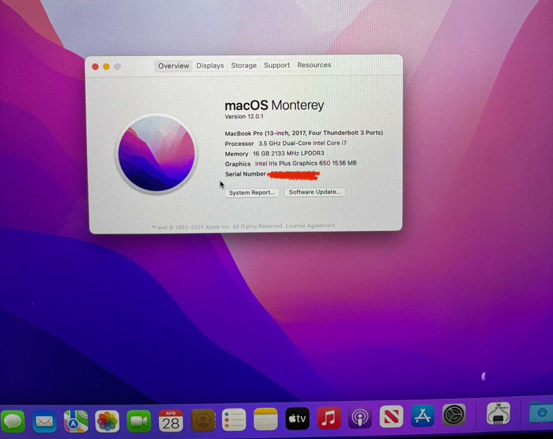 Apple MacBook Pro 13" 2017 i7 16GB 512SSD Battery Service Recommended READ