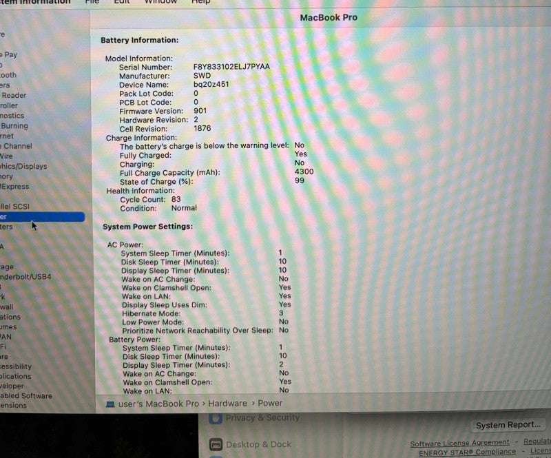 Apple MacBook Pro 13" 2018 i5-8259U 16GB RAM 512GB SSD No Power Adapter
