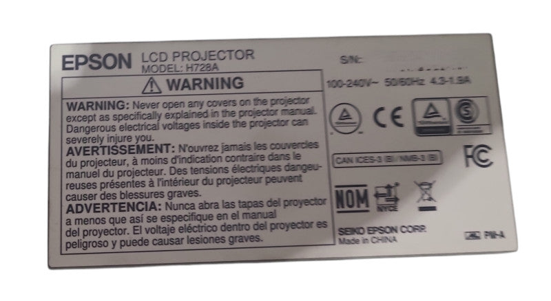 Epson BrightLink 696Ui LCD Projector H728A