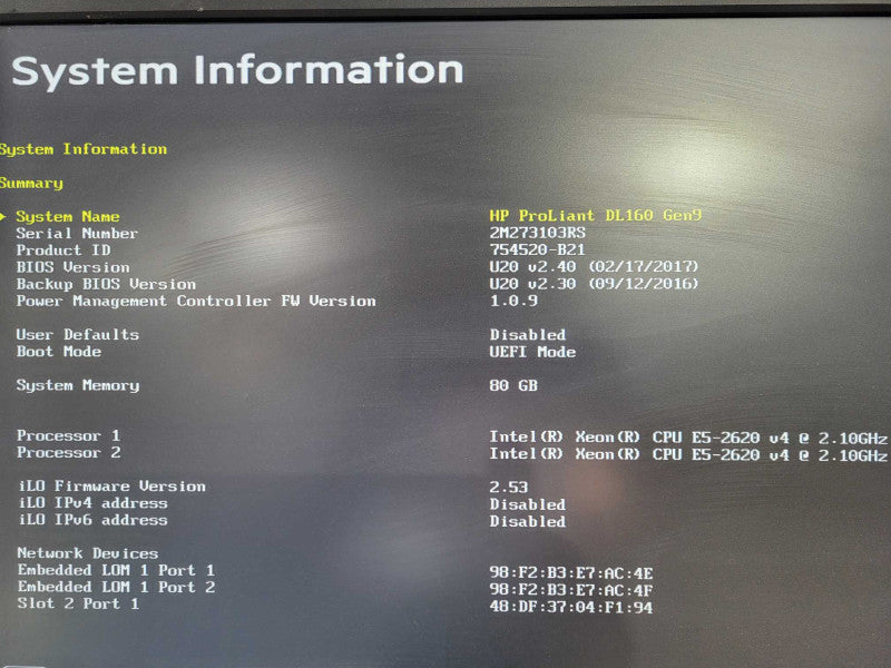 HP ProLiant DL160 Gen9 | 2x Xeon E5-2620 v4 | 80GB DDR4 | B140i | NO HDD !