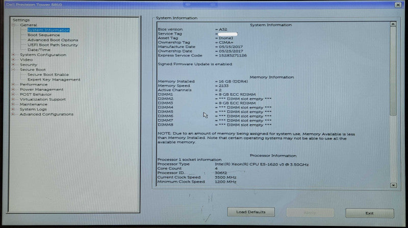 Dell Precision T5810, Xeon E5-1620 v3 3.50GHz, 16GB DDR4,NVIDA QUADRO K4000