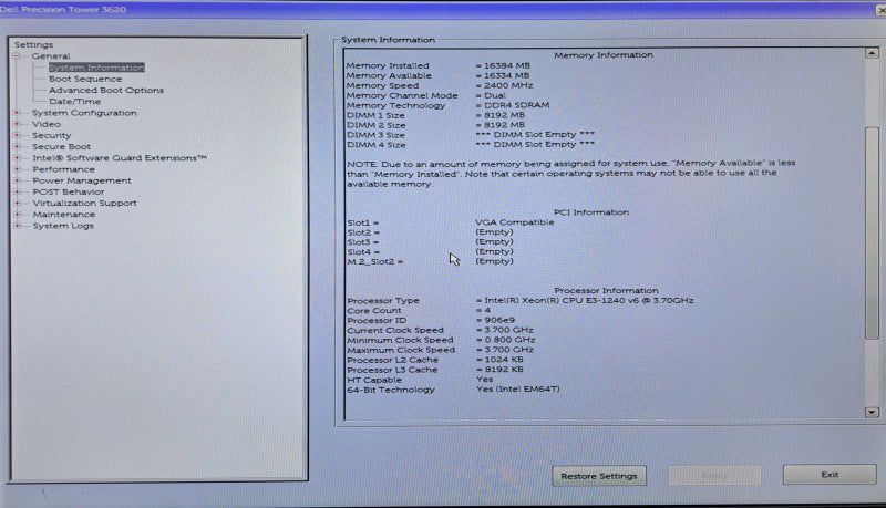 Dell Precision T3620 | Xeon E3-1240 v6 @3.70GHz, 16GB DDR4, Quadro K620