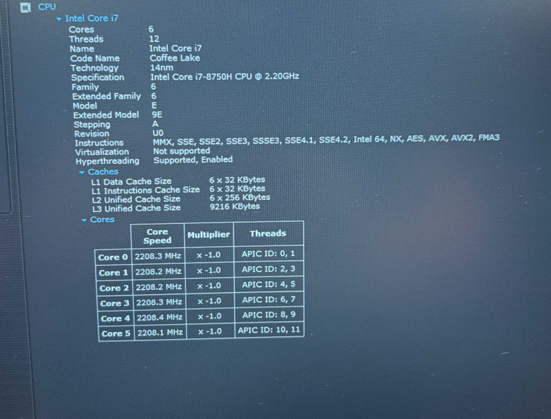 Dell G3 3579 i7-8750H@2.2GHz 1GeForece GTX 1050 Ti 4GB GPU 16G RAM 256SSD  Lap200
