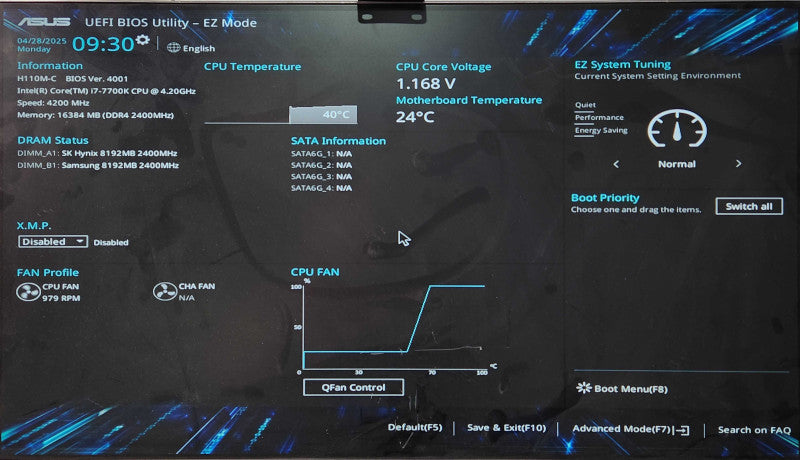 Custom PC, ASUS H110M-C, i7-7700K, 16GB DDR4, No HDD, 500W PSU