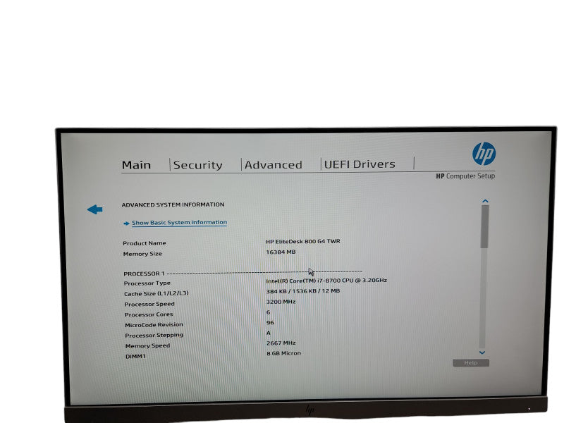 HP EliteDesk 800 G4 TWR  i7 - 8700 @ 3.20GHz 16GB DDR4 Ram θ