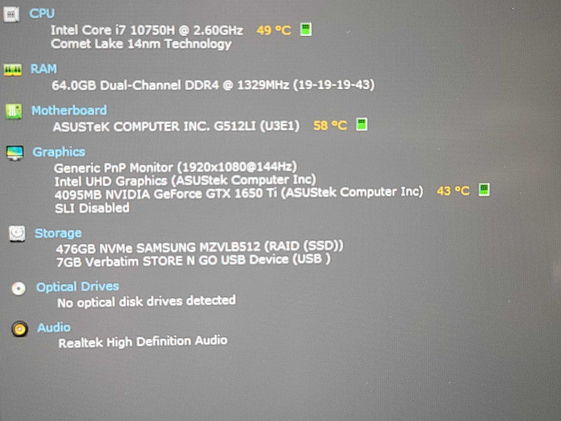 ASUS ROG G15 |i7-10750H| 64GB DDR4| GTX 1650 Ti| 512GB SSD   β Lap200