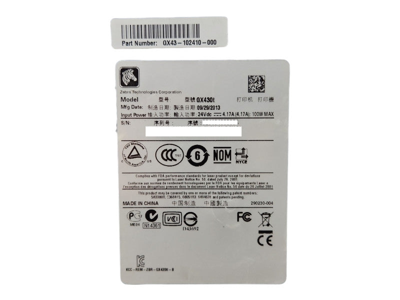 Zebra GX430T Thermal Transfer label Printer | GX43-102410-000