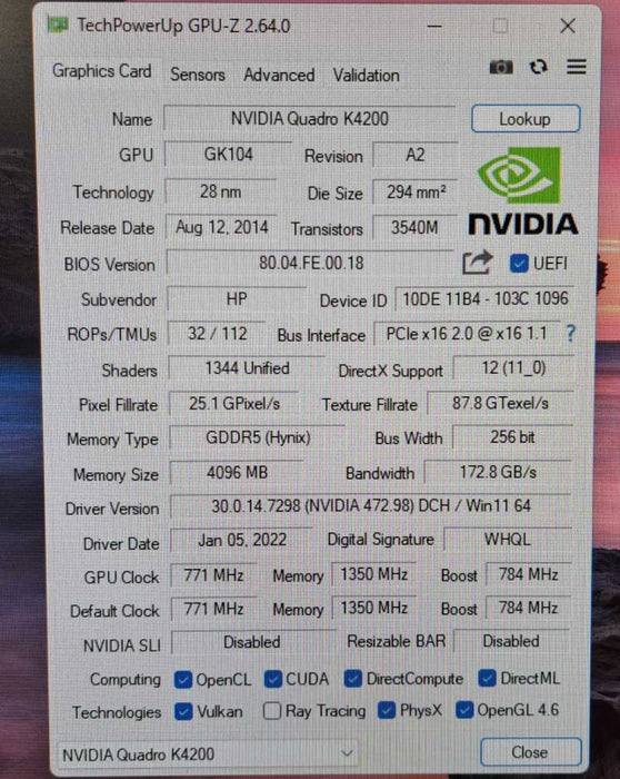 NVIDIA Quadro K4200 4GB GDDR5 Graphics Card | 2xDP 1x DVI Q