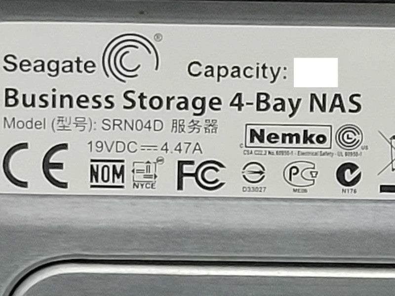 Seagate business storage 4-Bay NAS SRN04D, No HDD, READ _