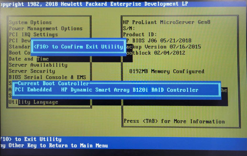 HP ProLiant MicroServer Gen8, Xeon E3-1220L V2 2.30GHz, 8GB RAM, B120i _
