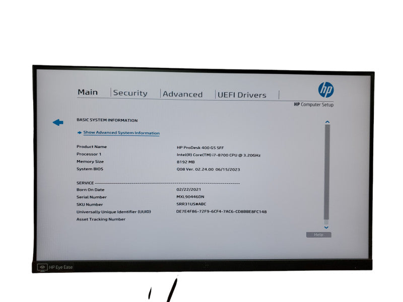 HP ProDesk 600 G4 SFF Intel Core i7-8700 @3.20GHz 8GB RAM No HDD/SDD Q