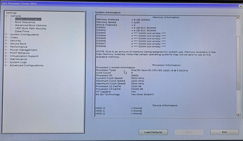Dell Precision T5810 | Xeon E5-1620 v3  @3.50GHz, 8GB DDR4, Quadro K620