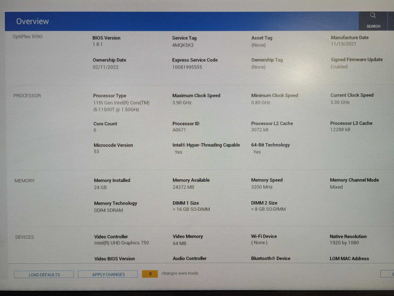 Dell OptiPlex 5090 USFF Intel Core i5-11500T 24GB DDR4 512GB NVMe !