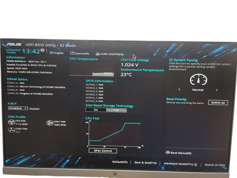 Custom PC PRIME B360M - A i5 - 9500  @  3.00GHz 16GB DDR4 Ram θ
