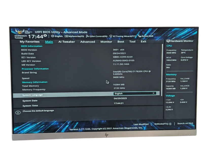 ASUS TUF X299 Mark 2 Intel Core i7-7820X 16GB RAM  -