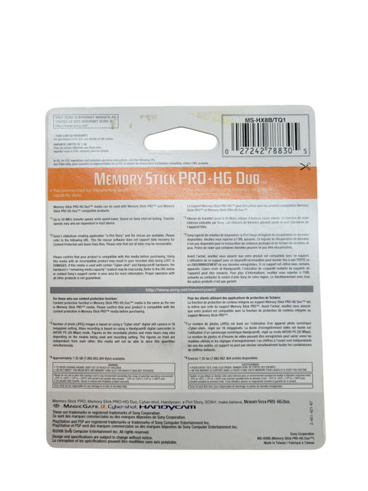 Sony Memory Stick 8 GB Pro-HG Duo HX New Sealed MS-HX8B/TQ1 Q%