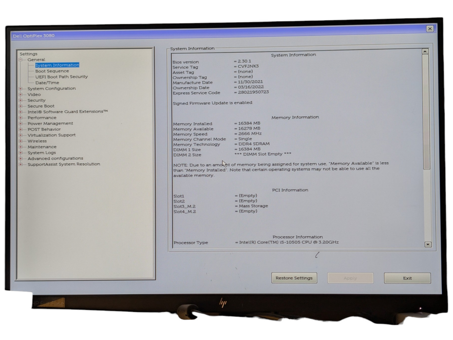 DELL OptiPlex 3080 Intel Core i5-10505 16GB RAM 256GB NVMe SSD  -