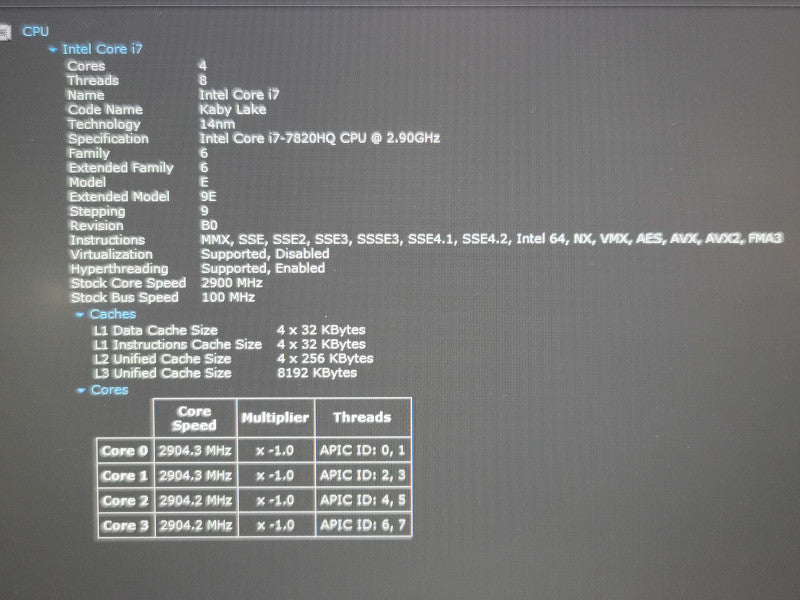 Dell Precision 7720 i7 7820HQ 16GB DDR4 Quadro P4000 256GB SSD READ β Lap200