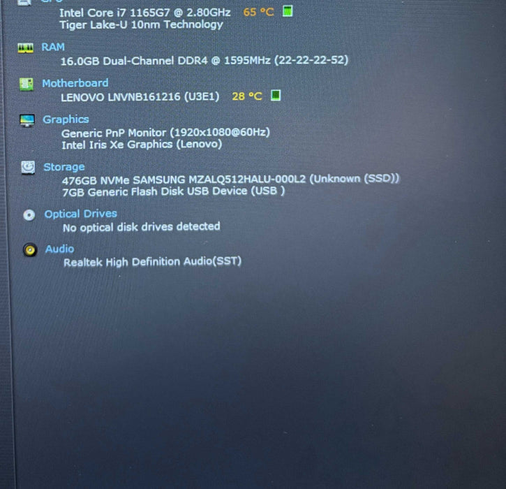 Lenovo ThinkBook 15 G2 ITL Core i7-1165G7@2.8GHz  16GB RAM 256GB SSD  Lap200