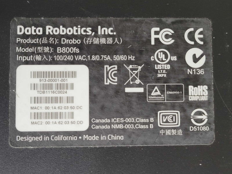 Data Robotics Drobo B800fs 8-Bay Network Attached Storage, READ _