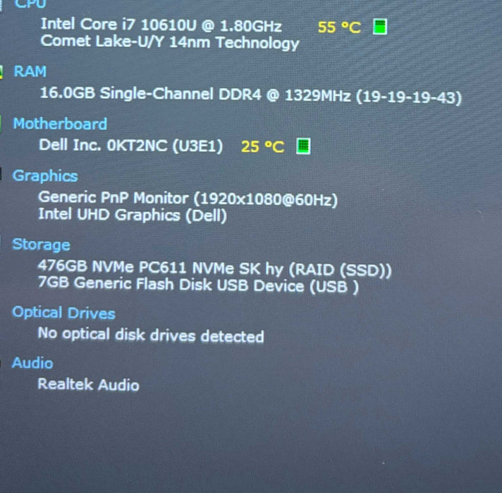 Dell Latitude 5310 i7-10610U@1.8GHz 16GB RAM 256GB SSD READ  Lap200